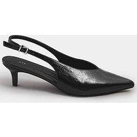 Long Tall Sally V Cut Kitten Heel Slingbacks - Black