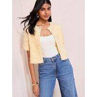 Friends Like These Floral Applique Short Sleeve Cardigan - Yellow