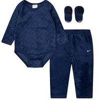 Nike Infant Unisex 3 Piece Velour Swoosh Set - Navy