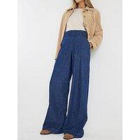River Island Pull On Wide Leg Sutton Jeans - Blue