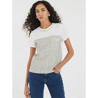 River Island Short Sleeve Boucle Boutique T-Shirt - White
