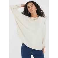 River Island Long Sleeve Batwing T-Shirt - Cream