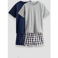 The Very Collection Boys 2 Pack Woven Check Short Pyjama Set - Multi