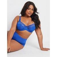 Yours Curve Stretch Lace Underwire Bra - Blue