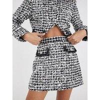 River Island Tailored Sparkle Boucle Mini Skirt - Black