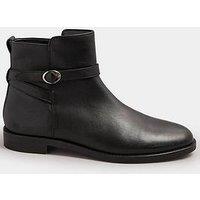 Long Tall Sally Flat Leather Ankle Boot - Black