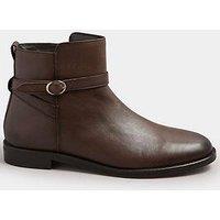 Long Tall Sally Flat Leather Ankle Boot - Brown