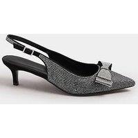 Long Tall Sally Sparkle Bow Slingbacks - Black