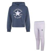 Converse Kids Girls Hoodie & Legging Set - Purple