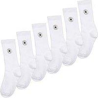 Converse Kids Unisex Chuck Patch Cotton 6Pk Crew Socks - White