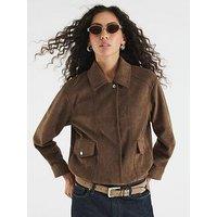 River Island Suedette Relaxed Jacket - Brown