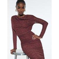 River Island Long Sleeve Hotfix Lace Top - Brown