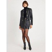 River Island Pu Panelled 80S Trophy Jacket - Black