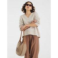 River Island V Neck Jumper - Beige