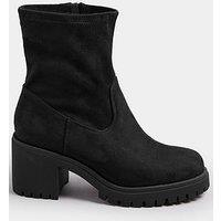 Yours Extra Wide Fit Stretch Sock Heel Boot - Black