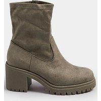 Yours Extra Wide Fit Stretch Sock Heel Boot - Brown
