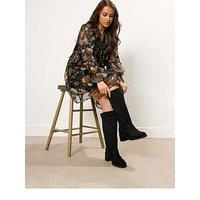 Yours Extra Wide Fit Block Heel Knee High Boot - Black