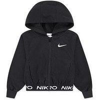 Nike Kids Girls Pro Zip Hoodie - Black