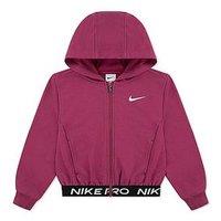 Nike Kids Girls Pro Zip Hoodie - Red