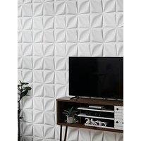 Living And Home 12 Pcs White Flower Textured 3D Wall Panel 50Cm X 50Cm