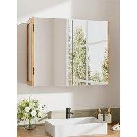 Living And Home 60X20X48Cm Wall-Mounted Bathroom Mirror Cabinet With Bamboo Frame