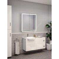 Living And Home Double Door Led Illuminated Anti Fog Mirrored Bathroom Cabinet With Touch Sensor Shaver Socket W 650Mm X H 600 Mm
