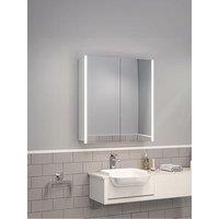 Living And Home Anti Fog Led Illuminated Mirrored Bathroom Cabinet With Shaver Socket 650 X 600 Mm