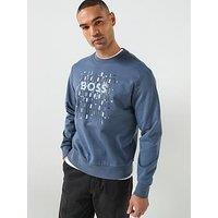 Boss C-Soleri Graphic Logo Crew Sweater - Blue