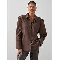 The Very Collection Cinched Button Detail Shirt - Brown