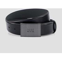 Boss Jinko 3.5Cm Metal Plaque Leather Belt - Black