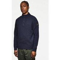 Weekend Offender Castillos Knitted Wool Funnel Neck Jumper - Navy