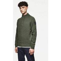 Weekend Offender Castillos Knitted Wool Funnel Neck Jumper - Dark Green