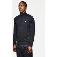 Weekend Offender Pierre Quarter Zip Knitted Jumper - Navy