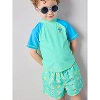The Very Collection Boys Ice Cream Rash Vest And Swim Shorts Set - Blue