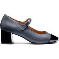 Hotter Shimmer Leather Heeled Shoe - Navy
