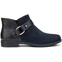 Hotter Linton Leather Ankle Boot - Navy