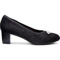 Hotter Strut Suede Heeled Shoe - Black