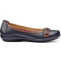 Hotter Sparrow Leather Ballerina Shoe - Navy