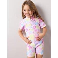 The Very Collection Toddler Girl Sun Safe Pastel Floral Swimsuit - Pink