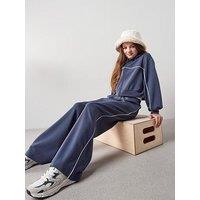 The Very Collection Girls Set With Zip Up Hoodie & Wide Leg Trousers - Blue