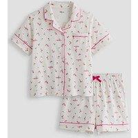 The Very Collection Girls Floral Print Short Pj Set - White