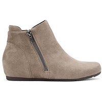Hotter Avebury Wide Fit Suede Wedge Boot - Beige