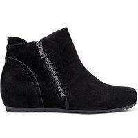 Hotter Avebury Wide Fit Suede Wedge Boot - Black