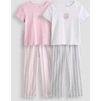 The Very Collection Girls Stripe Ying And Yang 2 Pack Pyjama Set - Pink