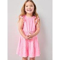 The Very Collection Girls Towelling Floral Frill Dress - Pink