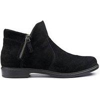 Hotter Ludlow Wide Fit Suede Ankle Boot - Black