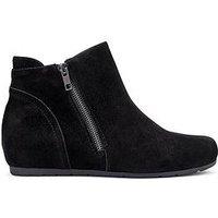 Hotter Avebury Suede Wedge Boot - Black
