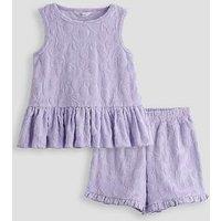 The Very Collection Girls Peplum And Short Cherry Towelling Set - Lilac