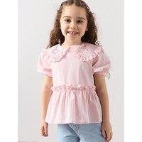 The Very Collection Girls Woven Collar Blouse - Pink