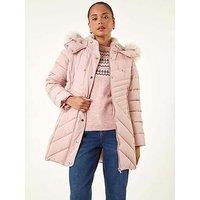 Roman Petite Longline Padded Puffer Coat - Light Pink